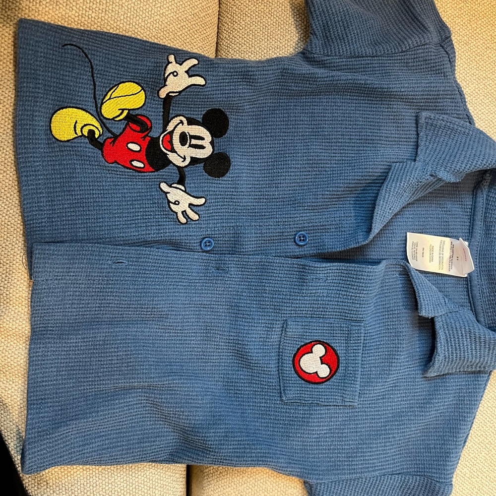 Disney Kids Blue Button Down Shirt with Mickey Mouse